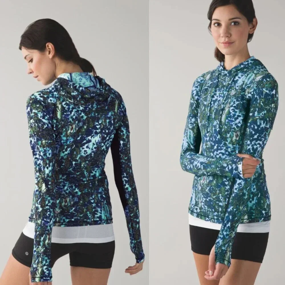 Lululemon Runbeam Hoodie Floral Sport White Multi/ Black 17877